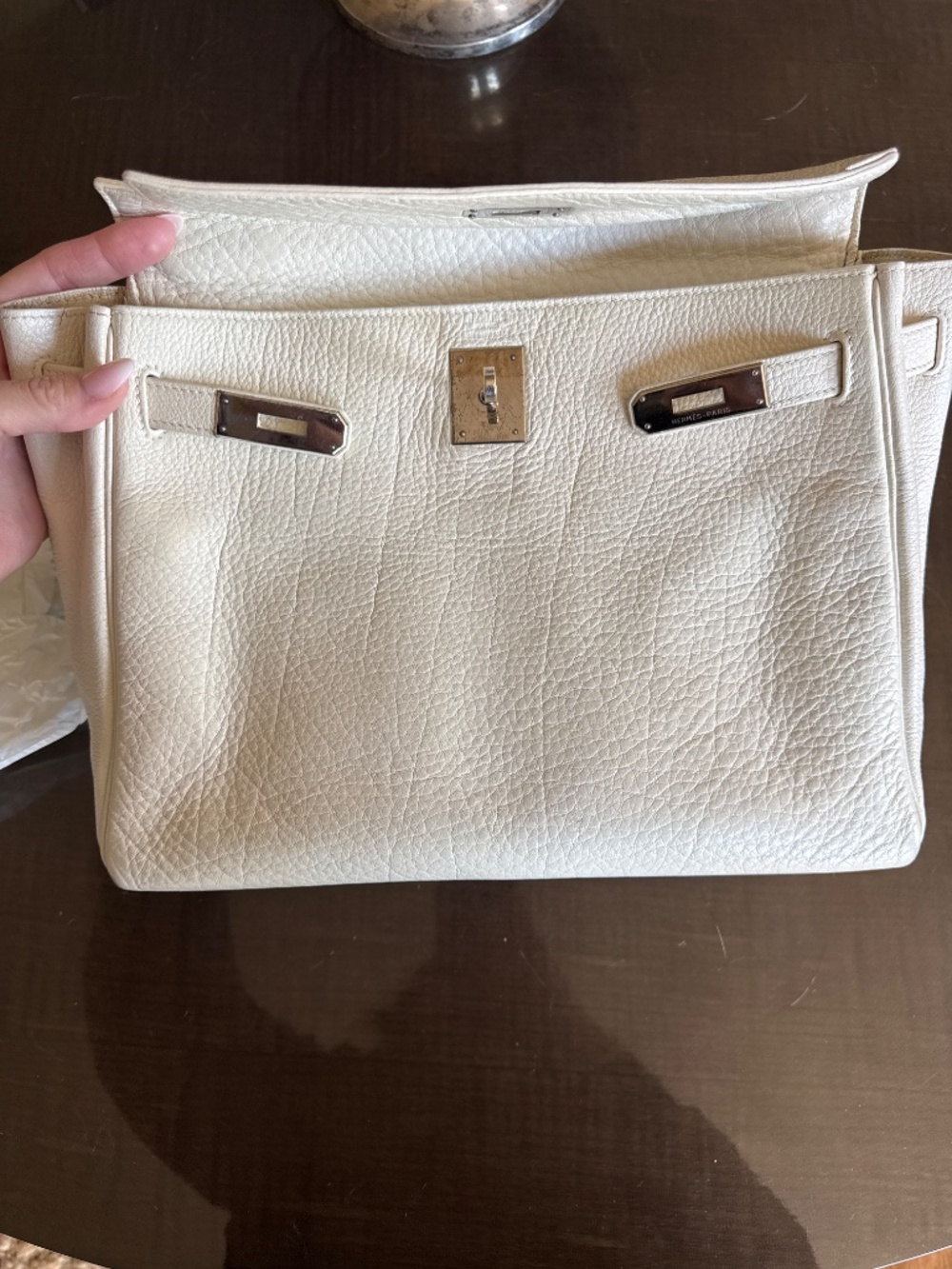 Hermes Kelly 32 parchemin togo leather with palladium hrdw, strap, key - Picture 3 of 15